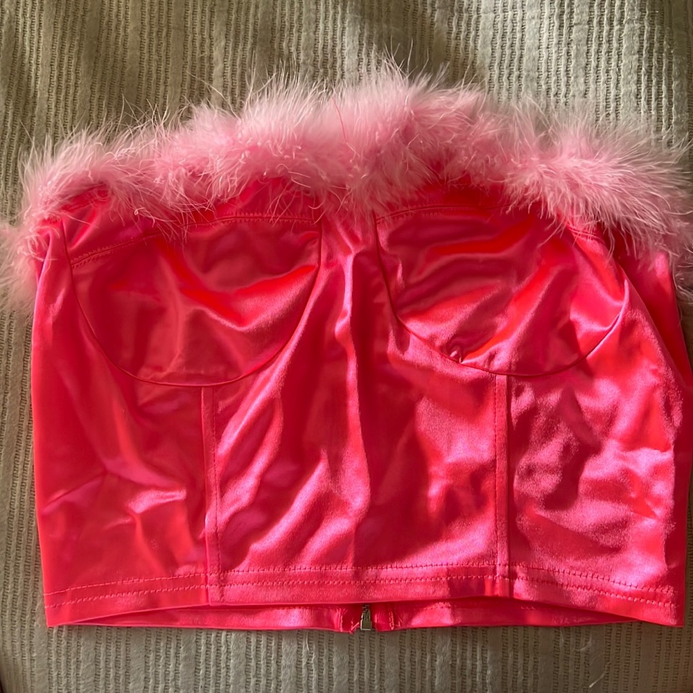 Pink furry crop top